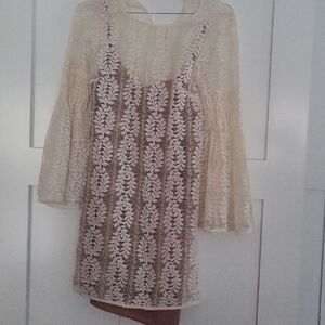 MICHAEL Michael Kors Beige and Tan Lace Dress
